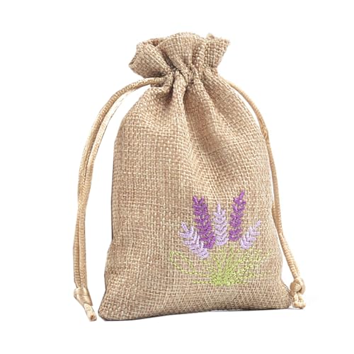 HapGlan Pack Of 10 Cotton And Linen Drawstring Bags Lavenders Bags For Jewelry Wedding Spices Storage