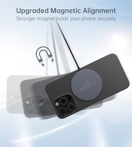 Image of Magnetic Wireless Charger for iPhone 17-12 Series + Aluminum Charger Stand | Mag Charger+20W USB C Adapter, Fast Wireless Charging Stand /Pad with 5ft USB-C Cable for iPhone 17 /16 /15 /14 /13 /12, Airpod Pro
