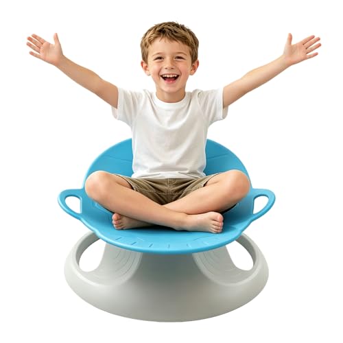 Spinning Chair for Autism Sensory Spinning Toys for ADHD Kids | Sensory Autism Equipment for Regulating Emotions Training | Double Bearing Sturdy Spinny Kids Swivel Chair | For 3-18 Years Old (Blue)