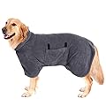 PETTOM Dog Drying Robe Extra Large Adjustable Dog Dressing Gown Microfiber Super Absorbent Dog Towelling Robe Grey Color Bathing Accessories(XL,Grey)