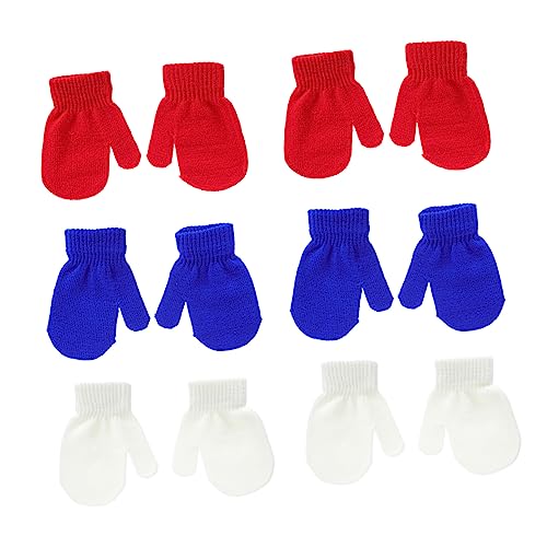 6Pairs Warm Winter Mittens Comfortable for Boys Full Finger Coverage Elastic Fit Durable Knitted Material Design for Outdoor Fun