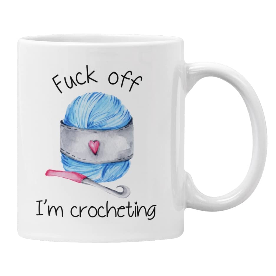 Plumfoolery F**k Off I'm Crocheting Mug Gift for Her, Funny Profanity Cup (White) โ image 1