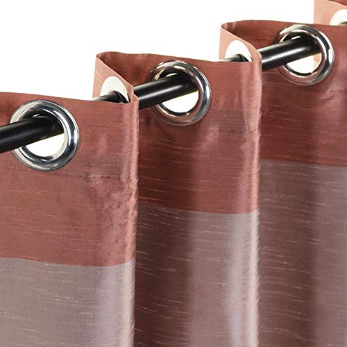 Image of Deco Window Polyester Blackout Striped Opaque Curtains 9 Feet Long Set of 2, Room Darkening (Eyelet,Peach, 9Ft) Curtains for Bedroom and Living Room