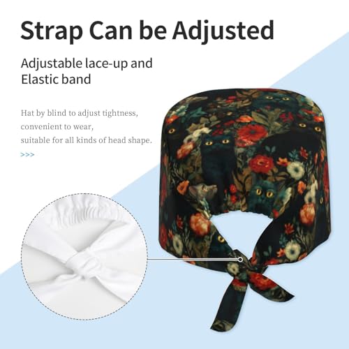 Image of Adjustable Scrub Cap with Sweatband, Breathable Working Hat for Men /Women