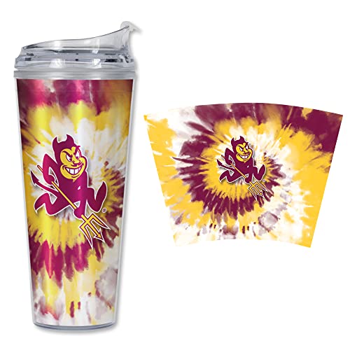 Image of Rico Industries NCAA Glitter 24oz Acrylic Glitter Tumbler with Hinged Lid, Officially Licensed Double Wall Tumbler with Straw