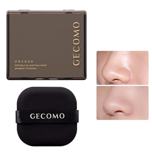 Qin Derdom あぶらとり紙 - 油取り紙 脂取り紙 鏡付き コンパクト テカリ防止 粘着性パフ付き 汗もとれる 紙おしろい 100枚入りセット 男女兼用