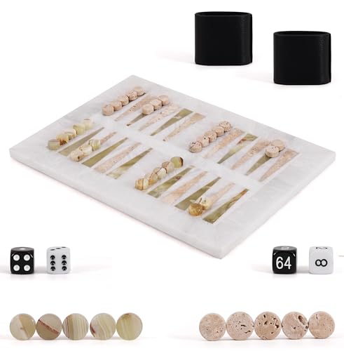 Set clásico de backgammon de mármol de 16 pulgadas miniatura 1