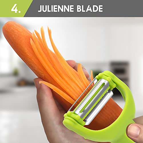 3 In 1 Vegetable Potato Peelers, Vegetable Peeler, Veggie Salad, Apple Zucchini Veggie Peeler Fruit Carrot Veggie Peeler Set, Y & I Shaped Stainless Steel Blade Peelers For Kitchen(Green) #TOP4