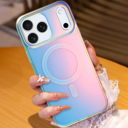 Image of AIGOMARA Magnetic for iPhone 17 Pro Max Case, [Compatible with Magsafe] [Fluorescent Iridescent Color] Slim Shockproof Translucent Matte Protective iPhone Case for Women Girls 6.9 Inch