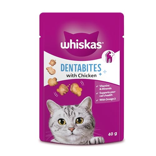 WHISKAS Dentabites 40g (Pack of 6) Adult Cat Treats with Chicken