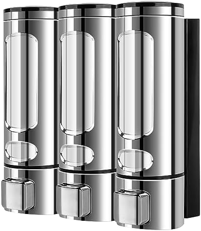 Triple Shower Gel Dispenser Shampoo And Conditioner Dispenser Wall Mounted No Drill Lotion Container 3 In 1 Liquid Pump Soap Dispenser Bathroom For