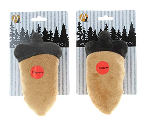 Adog Lot of 2 Acorn Shaped Plush Squeaker Dog Toy