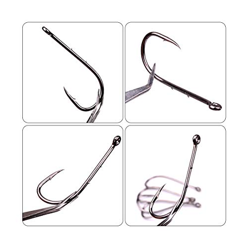 Baitholder Fishing Hooks,100pcs Barbed Shank Beak Long Shank Hooks High Carbon Steel Baith Holder Hook with 2 Barbs Bait Keep Jig Fish Hooks for Saltwater Freshwater Fishing (2/0-100pcs) - Image 3