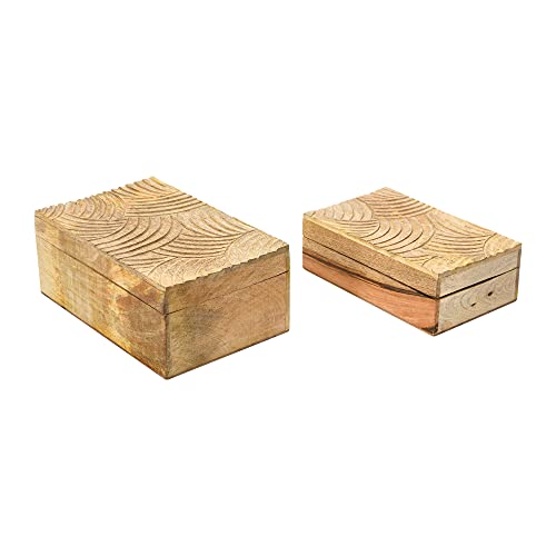 Creative Co-Op Hand Carved Mango Wood, Set Of 2 Storage Box, Natural, 2 #TOP2