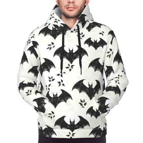 Hoodies For Men - Black Bat Print Long Sleeve Casual Men'S Hoodies & Sweatshirts Pullover With Pocket 5