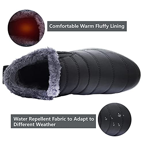 L-RUN Womens Winter Snow Boots Fur Lined Warm Ankle Boots Slip on Men's Snow Ankle Boots Lightweight Outdoor Footwear4