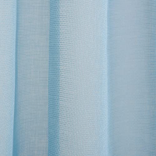 Megachest gathering tape voile curtain(Linen-like Blue, W 56" x L 90" (2 Panels)) - Image 3