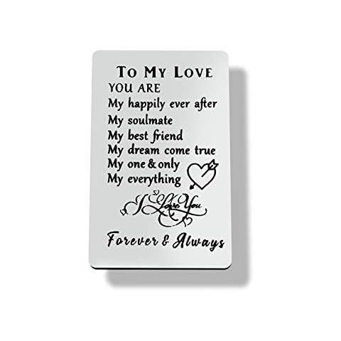 Engraved Wallet Card Inserts To My Love Gift for Men,Husband Gift Boyfriend Gift Soulmate Wedding Anniversary Valentine Christmas Birthday Gift for Him Her Lover Wife Girlfriend Mini Love Note Insert Cover