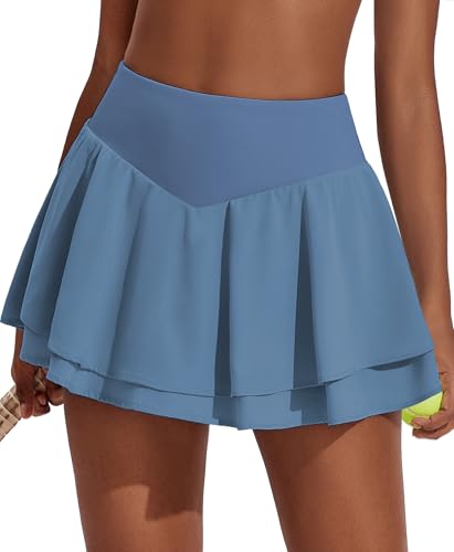 Image of PINSPARK Womens Tennis Skirt Pleated High Waisted Golf Skort with 3 Pockets
