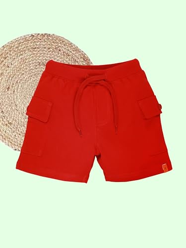 Image of KiddoPanti Boys 100% Cotton Knitted Above Knee Length Basic Cargo Shorts