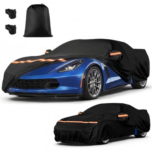 Image of Car Cover for Corvette C7 Stingray /Z51 /Z06 (2014-2019), Vehicle Cover Waterproof All Weather with Zipper Door, 6-Layer Heavy Duty Car Cover for Sun, Dust,Rain & Snow Protection, Indoor & Outdoor Use