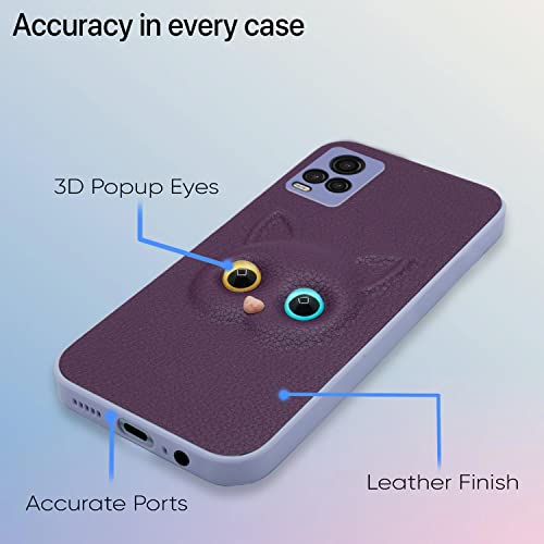 Image of Pikkme Vivo V20 Back Cover for Girls | Cute Cat Leather Finish | Soft TPU | Case for Vivo V20 (Purple)
