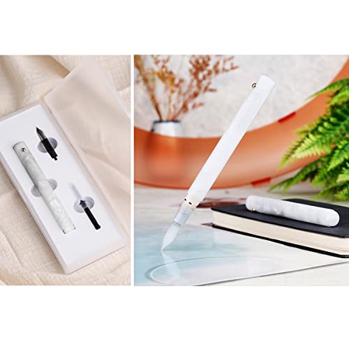 Sipliv Resin Acrylic Multifunctional Dual-Purpose Pen Glass Dip Pen Fountain Pen Pocket-Size Travel Short Pen With 5 Types Replacement Pen Nib - Red #TOP2