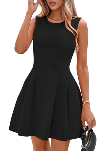 PRETTYGARDEN Summer Dresses for Women 2025 Elegant Classy A Line Business Casual Work Graduation Cocktail Short Dress (Black,Medium)