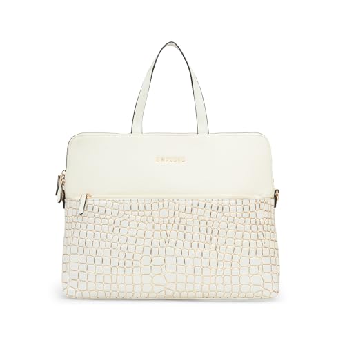 Image of Caprese Lily Large Laptop Bag for Women with Adjustable & Detachable Strap | Croc-Embossed Faux Leather | Fits Up to 15.6-Inch Laptop | Handheld & Shoulder Bag | Multi-Compartments for Office & Travel