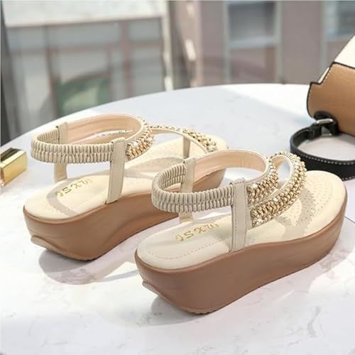 Yytcsjz Platform Wedge Sandals for Women, Dressy Rhinestone T-Strap Thong Peep Toe Flip Flop, with Arch Support, for Summer Outdoor Hiking Walking Beach3