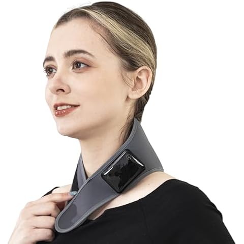AIROKA Neck Heating Pad Massage for Neck Pain Relief, Soft Neck Warmer for Soreness and Stiffness, Made of Nano Heating Fiber, 3-Segment Heat, USB Heated Neck Wrap Strap Cover