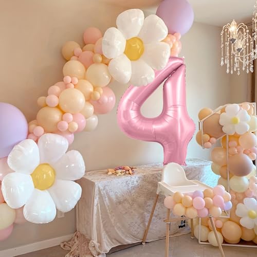 Image of 40 Inch Pink Number 4 Balloon, 4th Birthday Decoration Boys Girls
