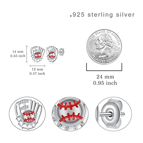 Svodea Baseball Gloves Earrings For Women,925 Sterling Silver Baseball Stud Earrings,Sports Jewelry Gifts For Girls Daughter Granddaughter Niece #TOP5