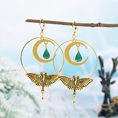 Handmade The Luna Moth Drops Earrings,Halloween Earrings,Goth Earring,Witchy Jewelry,Gothic Earrings Halloween Gifts3
