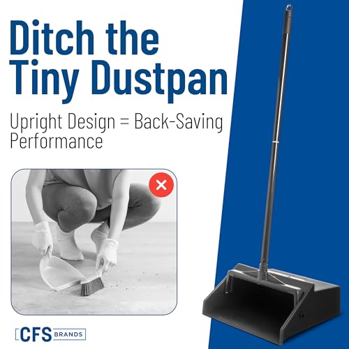 Carlisle FoodService Products Standing Dustpan – Dust Pan with Handle, Serrated Edge, Pivoting Pan Design, for Home, Kitchen, Lobby, or Office, 30 Inch Plastic, Black by Carlisle FoodService Products - Image 5