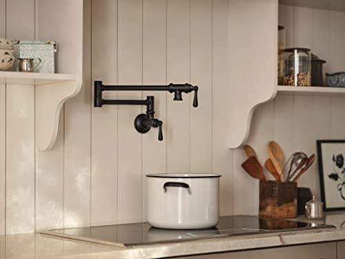 Moen S664Bl Traditional Wall Mount Swing Arm Folding Pot Filler Kitchen Faucet, Matte Black #TOP2