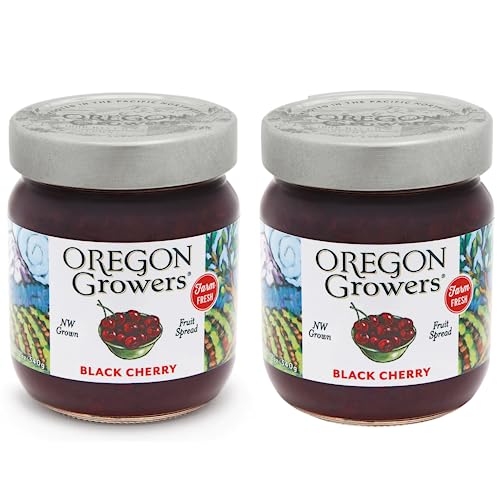 Oregon Growers, Black Cherry Jam - Black Currant Spread, Preserves, and Jams, Natural Fruit Spreads, Non-GMO, No High-Fructose, No Preservatives, Cherry Spreads - 12 Oz (2-Pack)