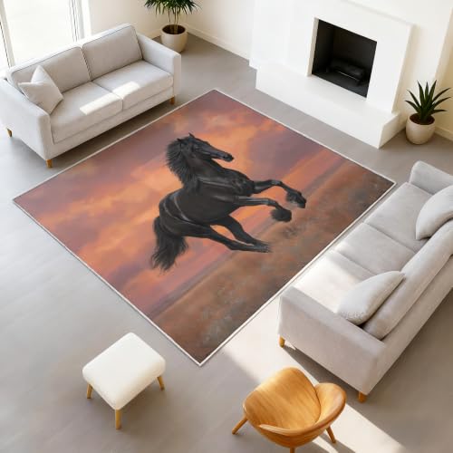 Tapis de qualité supérieure motif cheval coucher de soleil - 2