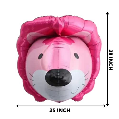 Image of Party Decorz Lion 4D Face Pink Foil Balloon (28X25 Inch, 1pcs) For Kids Animal,Safari, Zoo Theme Birthday Party Decoration