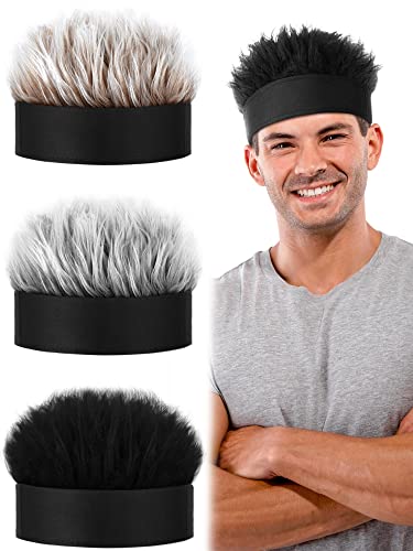 Bencailor 3 Pcs Mens Novelty Hair Hats Spiked Funny Golf Visors Adjustable Wig Visor Hat Wig Peaked for Men Women Gifts for Cosplay Solid Color