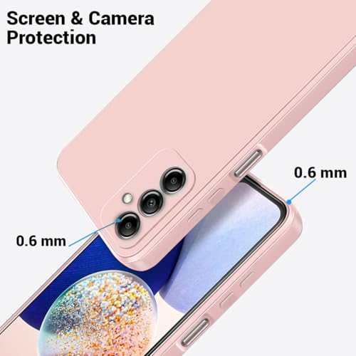 Image of LIRAMARK Silicone Soft Back Cover Case with Micro-Fibre Cloth On Inner Side for Samsung Galaxy A14 5G (Pink)