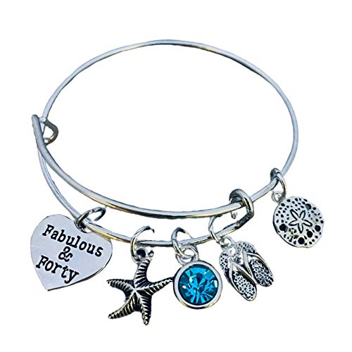 Infinity Collection Birthday Charm Bangle Bracelet, Silver Plated Nautical Beach Jewelry, Birthday Gift for Beach Women (60th) - Image 4