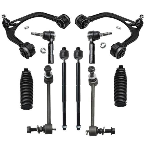 Image of Detroit Axle - 12pc RWD Front End Suspension Kit for Chrysler 300, Dodge Charger Magnum, 2 Upper Control Arms 2 Sway Bar Links 4 Outer Inner Tie Rods 2 Struts 2 Boots Replacement Ready Struts Shocks