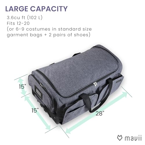 Mavii Garment Rack Duffel-Wheeled 28 Inch Collapsible Bag, Travel Costume Rack Rolling Upright Luggage, Color Options, Grey, One Size, Mavii Costume Rack Duffel - Wheeled 28 Inch Collapsible Bag