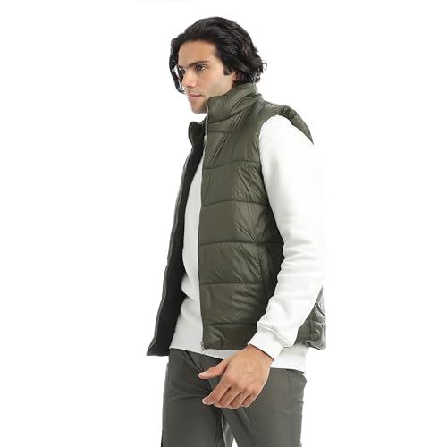 سترة بومبر أساسية بقبة عالية للرجال من اندورا، لون زيتي داكن، مقاس 2 اكس لارج (2XL)