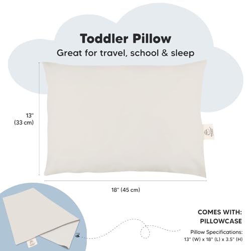 Image of Toddler Pillow with Pillowcase, 13x18 My Little Dreamy Pillow (Clay) | Kids Travel Bed Pillow for Sleep, Organic Cotton Small Pillowcase, Soft, Breathable, Machine Washable, Toddlers 2-5 years old