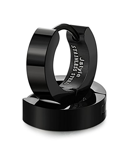 Jstyle Stainless Steel Black Unique Small Hoop Earrings for Men Huggie Earrings 1 Pairs2