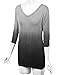 WT1113 Womens V Neck 3/4 Sleeve Dip Dye Drape Dolman Top with Side Shirring XXL Black