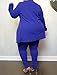 IyMoo Womens Plus Size Long Sleeve 2 Piece Blazers Suits Fashion Autumn Pure Suits Royal Blue, X-Large