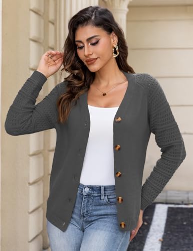 REDHOTYPE Women's Cardigans Sweater Casual Long Sleeve Open Front Cardigan Button Down Knit Chunky Outwear Coats2